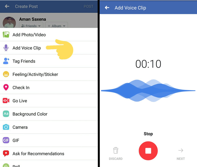 Facebook Voice Post