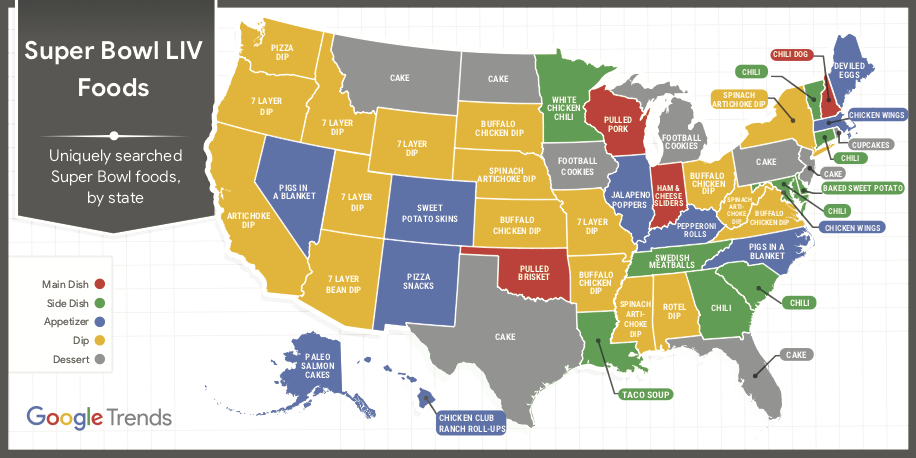 Map: Super Bowl LIV Foods