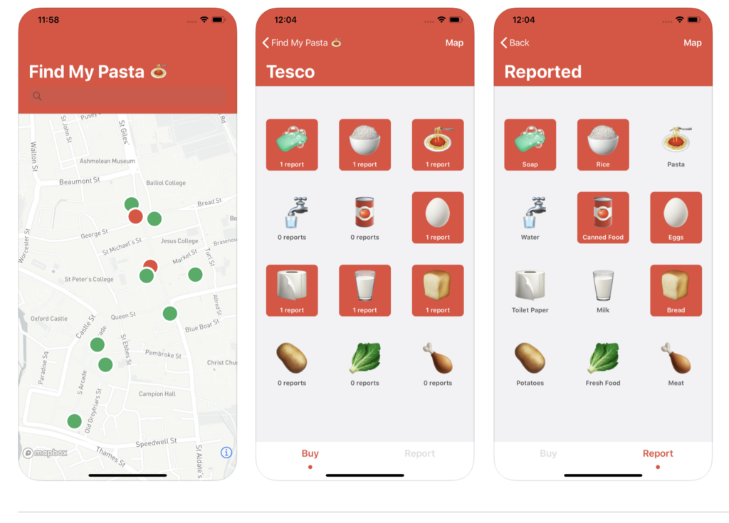 Find My Pasta app tracks availability of products near you.
