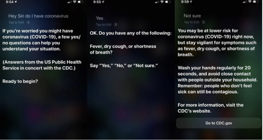 Hey Siri Do I Have Coronavirus?
