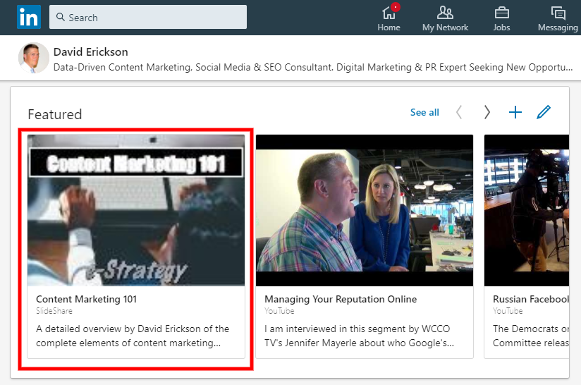 Screenshot: LinkedIn Featured Slideshare Link